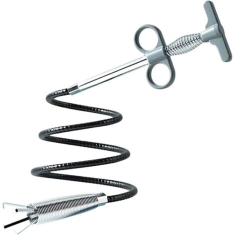 Tuyau d'égout gris en forme de serpent, 60 cm, drague à ressort à quatre griffes, outil de dragage, cuisine, salle de bains, drainage d'évier (1/4)