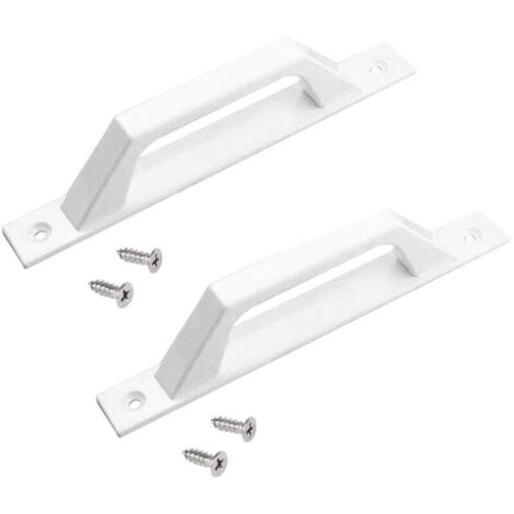 (Blanc) Poignée droite blanche en aluminium 2 pièces, adaptée aux portes coulissantes ou aux portes battantes de passage, pratique et confortable (1/4)