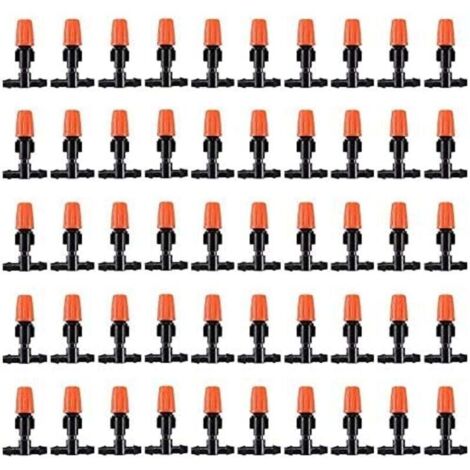100pcs goutteurs d'irrigation à débit réglable Micro Spray, têtes de brumisateur d'irrigation goutte à goutte réglables pour jardin (1/4)