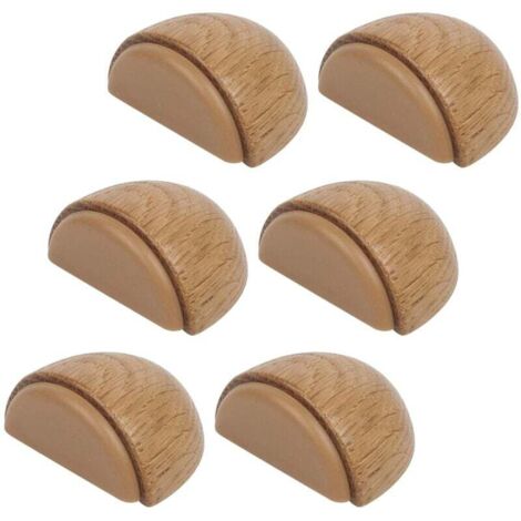Lot de 6 Butée de Portes - Arrêt de Porte Adhesive en Bois pour Sol et Parquet – Stop Porte Adhésif - Butoir de Porte (Chêne Naturel) (1/4)