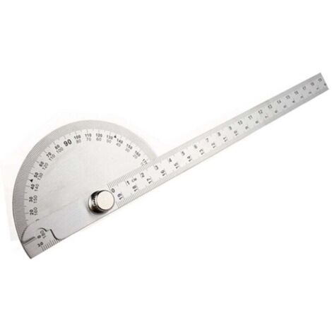 Règle d'angle de rapporteur simple en acier inoxydable, règle carrée mobile multifonctionnelle, argent 90x200mm (1/3)