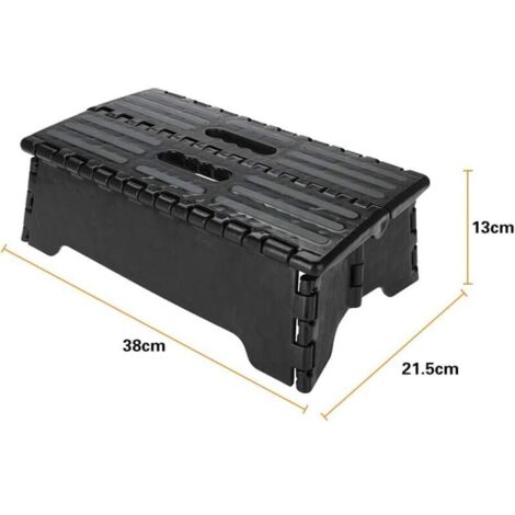 Tabouret Pliant Marchepied 2 Marches - Support Robuste 300 Kg Pour Adultes & Enfants - Idéal Cuisine, Salle De Bain, Jardin, Voiture - Noir Compact Et Portable