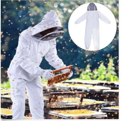 (XL) Vêtements d'apiculture - Blanc175-185cm, Équipement de protection des abeilles pour apiculteurs professionnels avec capuchon de voile (1/4)