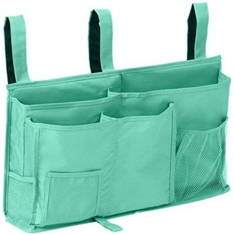 1 Sac de rangement pour lit superposé(Vert Clair), sac de rangement pour lit suspendu, 8 poches, pour lit de chambre d'étudiant, lit d'hôpital, barreaux de lit pour bébé, 600D Oxford Cloth (1/4)