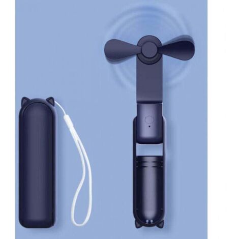 Ventilateur de Poche, Mini Ventilateur à Main Portable, à Piles Rechargeables par USB [14-21 heures], Ventilateur Personnel Pliable et Silencieux Avec Batterie Externe, Lampe de Poche - Bleu (1/4)