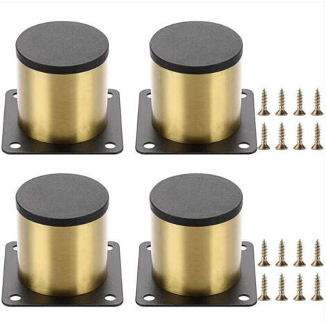 Lot de 4 pieds de meubles en acier inoxydable de 5 cm (doré) pour chaise, table, armoire, bureau, canapé, pieds de meubles avec vis, faciles à assembler, ronds (1/4)
