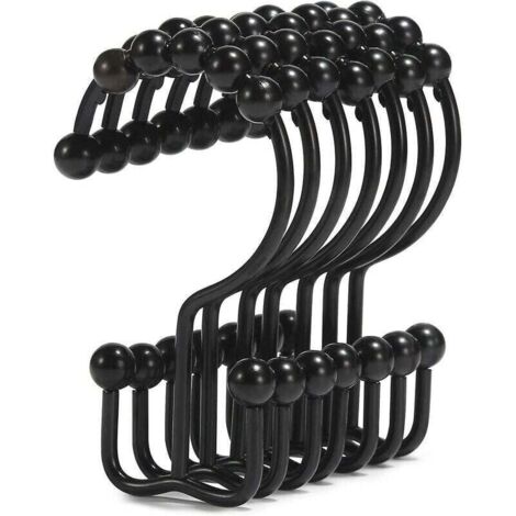 12pcs Patère de salle de bain Crochets de rideau de douche , anneaux de rideau de douche, crochets de rideau de douche en acier inoxydable antirouille (1/4)