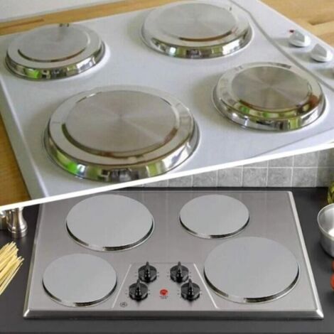 Protection Plan De Travail Couvercles De Brûleur En Acier Inoxydable - Lot De 4 - Argent - Pour Cuisinière Électrique - Gain De Place Couvercles Brûleur Cuisinière