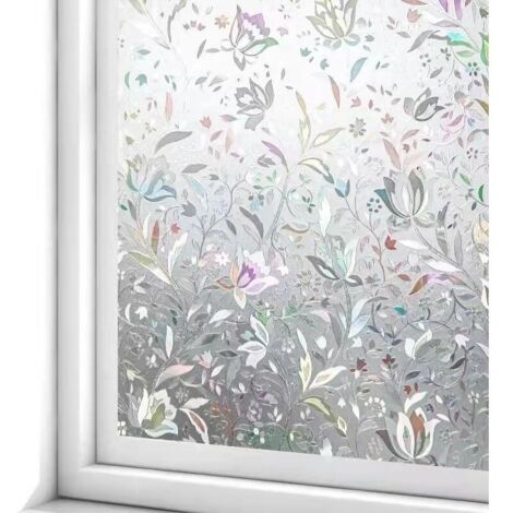 Film pour Fenêtre Film Electrostatique 45 cm × 200 cm Protége Intimité Anti-UV Décoratif Film Vitre Anti Regard Occultant avec Motif Tulipes Fleurs (1/4)