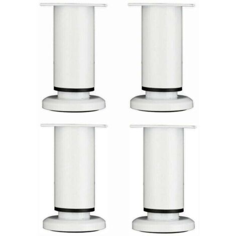 4 Pièces Pieds de Meubles Réglables 12cm Blanc Jambe de Table Rond en Métal pour Canapé Armoire Lit avec Vis (1/4)
