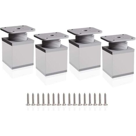 Pieds de meuble réglables, 4 pieds d'armoire 50 mm Hauteur réglable 0-20 mm Pieds de table en aluminium pour bureaux, canapés et meubles de bricolage (1/4)