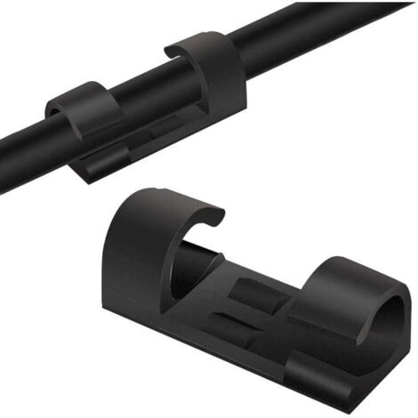 Clips de gestion des câbles de 20 pièces (noirs), attaches autocollantes pour gérer les câbles et les cordons dans votre maison ou votre bureau (1/4)