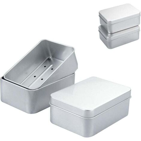 3 Pièces 180 ML Boite a Savon, Conception à Double Couche, Aluminium Boite Savon, avec Couvercle et Grille de Drainage (1/4)