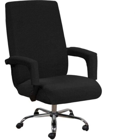Housse élastique pour chaise d'ordinateur (Noir, L),Housse universelle pour chaise d'ordinateur, décoration, protection de la chaise de loisir (1/4)