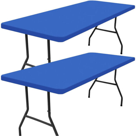 Lot de 2 nappes de pique-nique rectangulaires,pour tables de 6 pieds(bleu,30"x72") (1/4)
