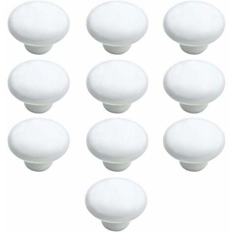 Bouton Porte 10 PCS 33mm Céramique Poignée Porte de Cuisine Armoire à Tiroirs Porte Boutons Blanc (1/4)