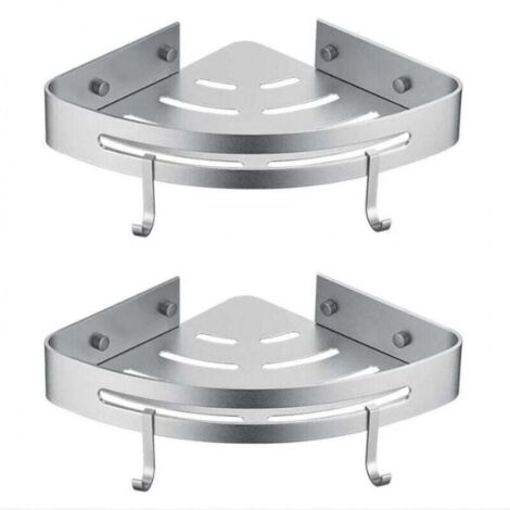 Étagère de douche d'angle – 2 pièces – sans perçage – étagère de salle de bain sans perçage, panier de rangement de douche, support de douche adhésif mural en aluminium, organisateur pour shampoing (t (1/4)