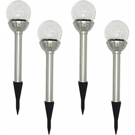 Lampes solaires d'extérieur pour jardin, paquet de 4 lampes solaires sphériques à 8 LED RVB, boules de verre craquelées à couleur changeante, temps de travail de 6 à 10 heures (1/4)