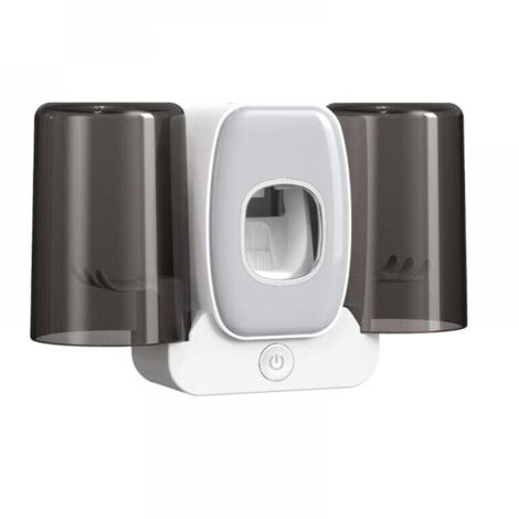 Porte-gobelet mural pour brosse à dents, porte-brosse à dents de désinfection UV, support de stockage de dentifrice électrique intelligent, blanc (1/4)