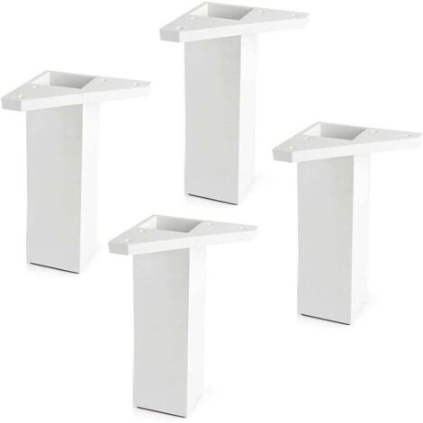 4 pieds de meuble Hauteur : 15 cm - Blanc Vis non incluses Pieds de meuble avec plaque de montage - pour tables, lits, chaises (1/4)