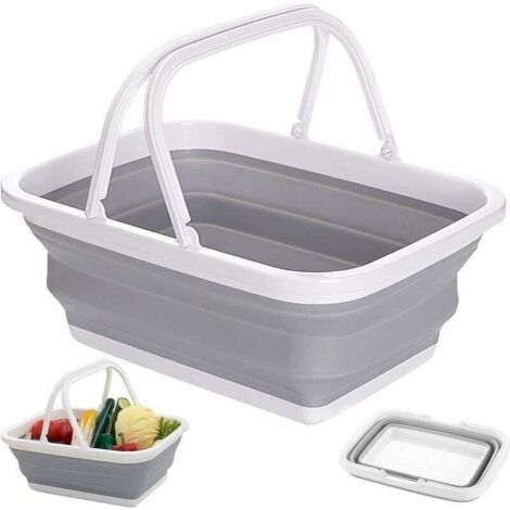 Panier À Linge Pliable Panier de Courses Rectangulaire Pliable Multifonction Boîte Pliable avec Poignée en Silicone et Plastique pour Laver la Vaisselle, Le Camping (1/3)