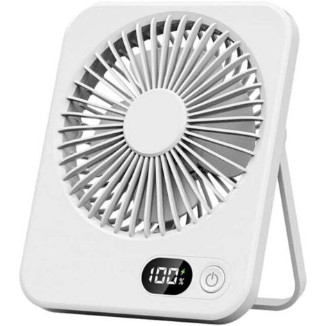 Mini ventilateur de bureau portable, chargement USB, fin et léger, conçu pour les voyages, la marche et l'utilisation en extérieur, blanc (1/4)