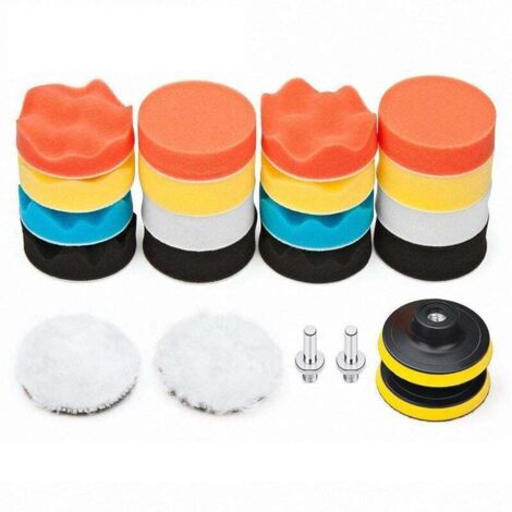 22 Pièces 80mm Polissage Pad Éponge de Polissage Éponge Polir Kit pour avec M10 Foret pour Perceuse Tampon de Polissage en Laine pour Polissage de Voiture Meulage Cirage