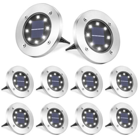 8 Pièces LED Lumière Solaire Extérieur-Lampe Solaires Jardin Au Sol-Blanc Froid Pelouse Lumière (1/4)