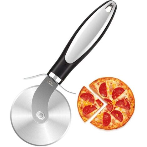 Roue à pizza – Couteau à pizza de cuisine de qualité supérieure – Trancheuse à pizza ultra tranchante et facile à nettoyer, roue à pizza, cortador de pizza, noir (1/4)