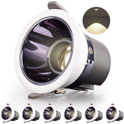 Spot Salle de Bain Led Encastrable 6 Pack 7W 700LM = 70W Incandescence,IP44,Blanc Naturel 4000K,AC 220-240V,Découpe 70-75mm,Rond ultraslim Plafond encastré pour Cuisine,Salon(Blanc) (1/4)