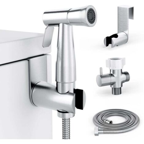 Pulvérisateur de Bidet pour toilettes, Kit de pulvérisateur à main, ensemble de pulvérisateur de couches en tissu-facile à installer-acier inoxydable (1/4)