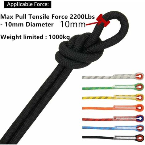 Corde D'escalade Statique 12 Mm X 30 M – Nylon Résistant, Gaine Thermorétractable, Sac De Rangement Inclus