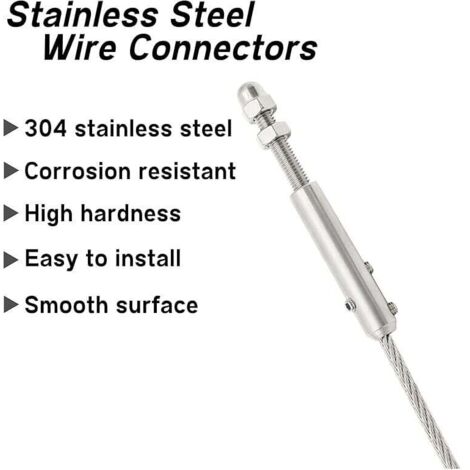 4 Pièces Tendeur Cable INOX Pour Câble Acier 4mm-10mm - Terminal À Vis Pour Rampe Escalier 8mm