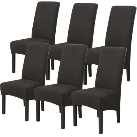 Housses de Chaises 6 pièces Grand Taille Noir,Housses pour Chaises de Salle a Manger Universelle, Couverture Couvre de Chaise Salon Moderne pour Mariage Reunion (1/4)