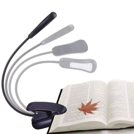 Lampe Livre LED Rechargeable - Éclairage Lecture Nuit - 3 Couleurs - Intensité Variable - Clip Transparent - 13