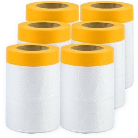 6 Rouleaux Masker Avec Ruban De Masquage, Film De Masquage, Ruban Adhésif De Masquage Avec, Bache De Protection Peintur(55 Cm 20 M) (1/4)
