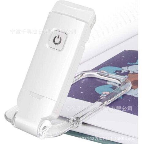Lampe de lecture pince à livre, lampe à pince rechargeable USB pour lire au lit, lampe de livre à 3 niveaux de luminosité réglables (1/4)