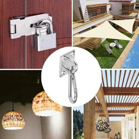 Lot 12 Platines Œil M5 Inox 304 – Crochet Plafond & Mural 50 Kg – Anneau Rectangulaire – Fixation Solide Anti-Rouille