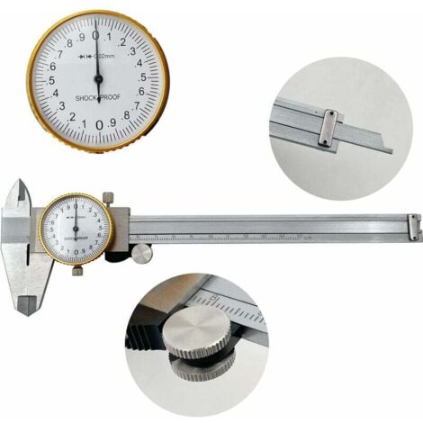 Cadran Étriers 0-150mm 0.02mm Haute Précision Industrie Acier inoxydable Vernier Caliper Pied à coulisse à cadran Outil de mesure métrique antichoc