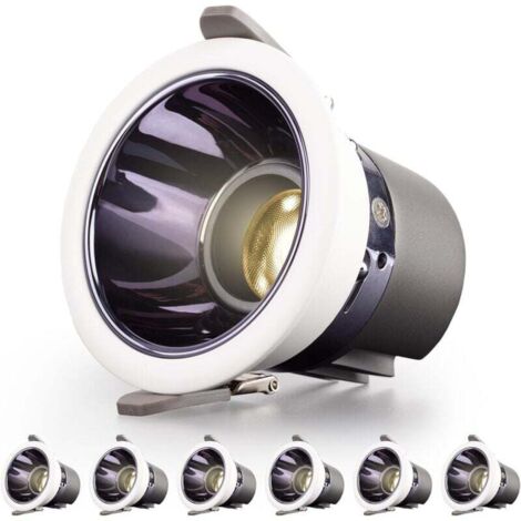 Spot Salle de Bain Led Encastrable 6 Pack 7W 700LM = 70W Incandescence,IP44,Blanc Chaud 3000K,AC 220-240V,Découpe 70-75mm,Rond ultraslim Plafond encastré pour Cuisine,Salon(Blanc) (1/4)