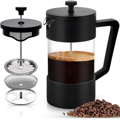 Cafetière à Piston, French Press 1000 ml,Carafe Française pour Café Filtre,Cafetière(Noir) (1/4)