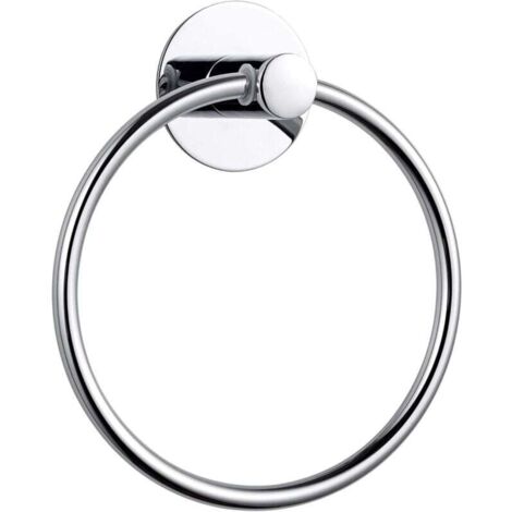 Anneau porte-serviette adhésif pour salle de bain, anneau porte-serviette solide, acier inoxydable, chrome-2 pièces (1/4)