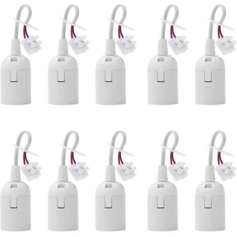 Lot de 10 douilles de lampe E27 avec câble 4 A 250 V pour ampoules à incandescence et LED (1/4)
