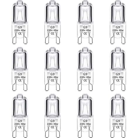 Lot de 12 Ampoule Halogène G9 40W 230V Dimmable 0-100%, 480LM, Blanc Chaud 2700K, G9 Bi-Pin Base Halogène Lampe, Sans Scintillement, pour Four, Lustres, Lampes de Paysage, Éclairage d\'armoire (1/4)