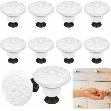 Boutons de Porte Céramique, Boutons de Tiroir, Boutons de Meuble en Céramique Style Vintage Fleuri Avec Vis(12 pcs) (1/4)