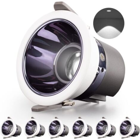 Spot Salle de Bain Led Encastrable 6 Pack 7W 700LM = 70W Incandescence,IP44,Blanc Froid 6000K,AC 220-240V,Découpe 70-75mm,Rond ultraslim Plafond encastré pour Cuisine,Salon(Blanc) (1/4)