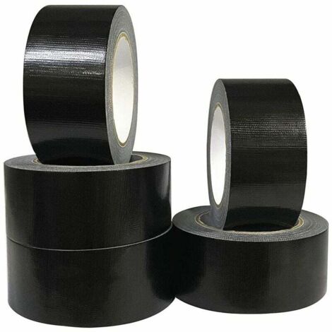 Lot de 5 rubans adhésifs en tissu noir 220 microns x 50 mm x 20m, gaffer noir,ruban adhésif americain de réparation d'étanchéité,heavy duty duct tape,ruban large resistant noir (1/4)