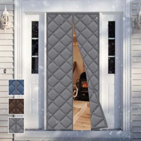 Rideau de protection thermique magnétique pour porte, pose adhésive facile sans perçage, auto-scellant, mains libres,80 x 200 cm, gris (1/4)