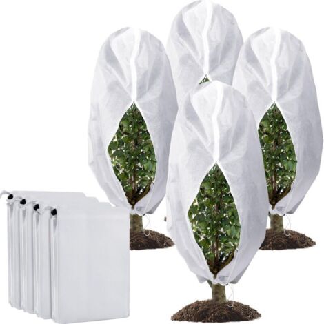 Lot de 4 housses de protection contre le gel, 120 x 180 cm, avec cordon de serrage pour plantes (1/4)