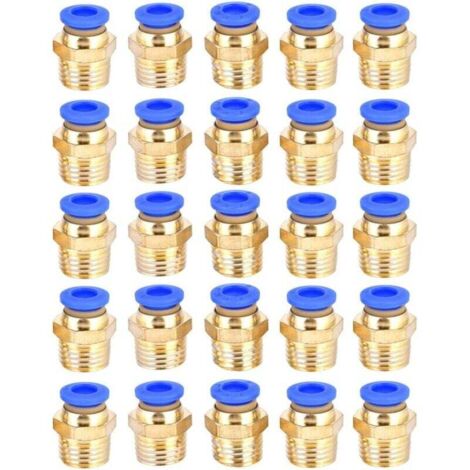 Lot de 25 raccords rapides G1/4 pc6-02 pour tuyau et outils pneumatiques (1/4)